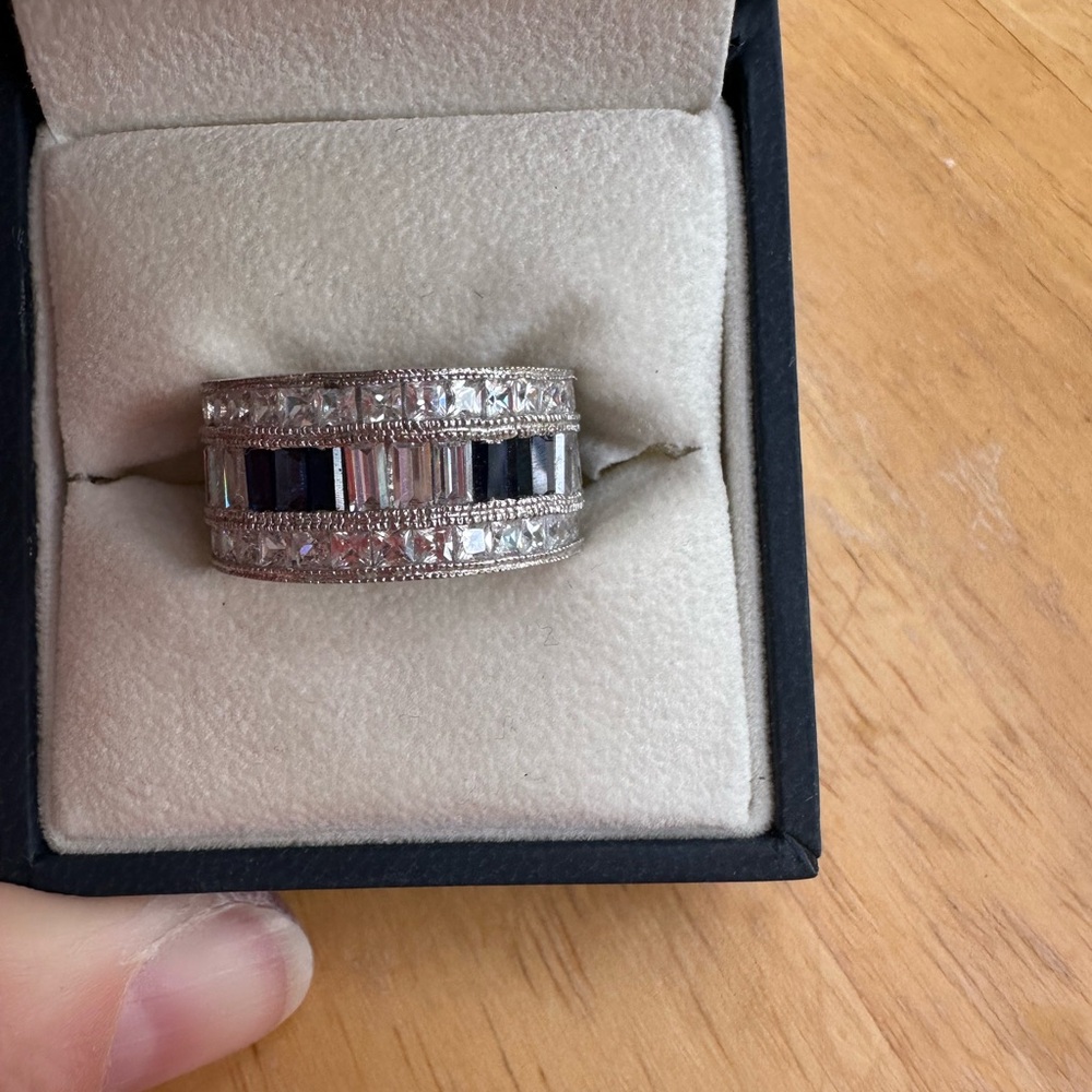 Chic Blue & White Zirconia Women's Ring